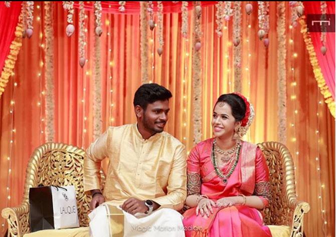 Sanju Samson tied the knot with his longtime partner Charulatha in Kerala, on December 22, 2018. Sanju Samson posted this picture from his wedding captioned, '#Happywife #happylife'