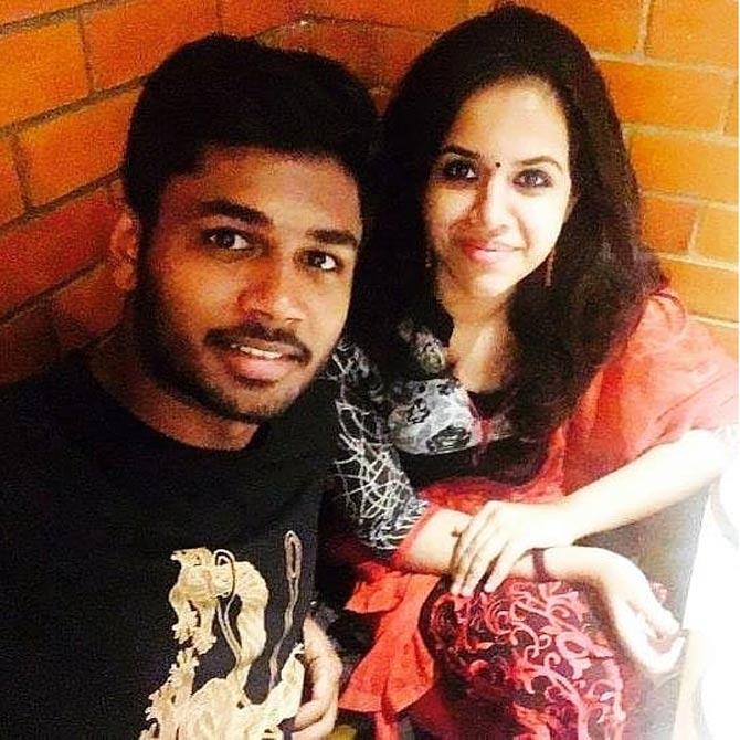 Sanju Samson posted this picture announcing his marriage to the world. The picture was accompanied by a sweet message which read... '11:11 pm on 22nd August 2013 it was when I sent a Hi to her From that day till now, almost 5 years I have waited to put a picture with her,and tell the world that I am in love with this special girl We spent time together, but couldn't walk together publicly.. But from today we can thanks a lot to both of our parents for agreeing to this happily Feeling and always felt really happy and blessed to have someone special like you with me CHARU @charulatha_remesh  I would request everyone to bless us from your heart and greet us with a smile...!!#officiallytogether #CHANJU'