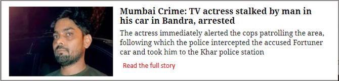 Mumbai Crime: TV actress stalked by man in his car in Bandra, arrested