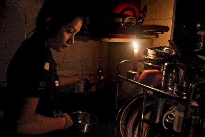 The girls have been cooking and studying by candlelight for three days. Pic/Sneha Kharabe
