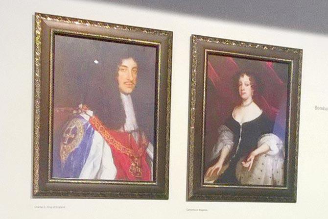Paintings of Charles II who married Catherine of Braganza. The islands of Bombay were part of her dowry