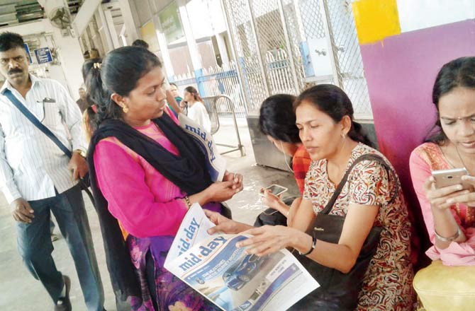 Last month, the MNS distributed copies of mid-day at Borivli station 