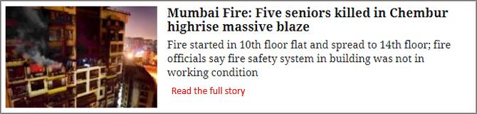 Mumbai Fire: Five Seniors Killed In Chembur Highrise Massive Blaze