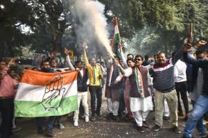 Celebrations in Congress camp as party leads in three states