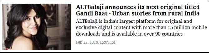 ALTBalaji announces its next original titled Gandi Baat - Urban stories from rural India