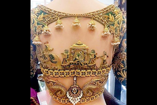 The pure gold blouse gifted by Nita Ambani to daughter-in-law Shloka Mehta is said to cost RâÂÂÂu00c2u0082¹2 crore. It has turned out to be a creation of a Bengaluru-based fashion house, Sohum Creations, and costs Rs 15,000