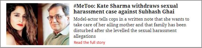 #MeToo: Kate Sharma Withdraws Sexual Harassment Case Against Subhash Ghai