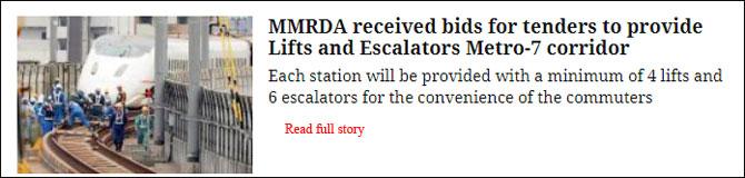 MMRDA Received Bids For Tenders To Provide Lifts And Escalators Metro-7 Corridor
