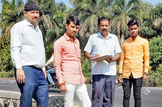 Meen Bahadur Singh (extreme left) with his friends at the accident spot, when they