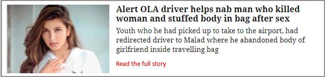 Alert OLA Driver Helps Nab Man Who Killed Woman And Stuffed Body In Bag After Sex