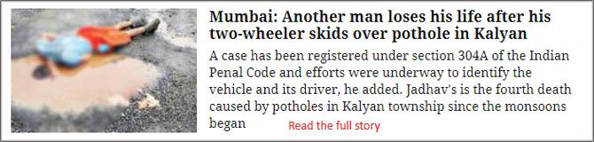Mumbai: Another Man Loses His Life After His Two-Wheeler Skids Over Pothole In Kalyan