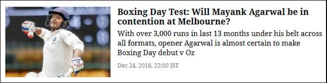 Boxing Day Test: Will Mayank Agarwal be in contention at Melbourne?