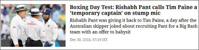 Boxing Day Test: Rishabh Pant calls Tim Paine a 