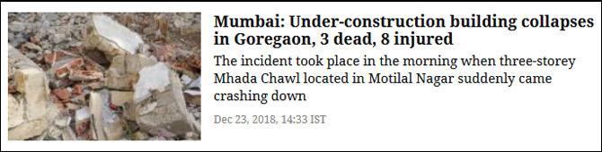 Mumbai: Under-construction building collapses in Goregaon, 3 dead, 8 injured