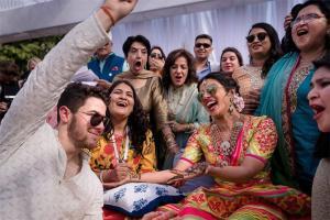 Priyanka Chopra and Nick Jonas pose for Bride vs Groom cricket match
