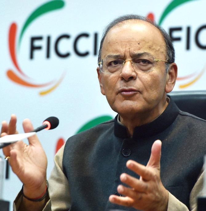 Finance Minister Arun Jaitley speaks at the FICCI National Executive Committee Meeting at FICCI in New Delhi on Monday. Pic/PTI