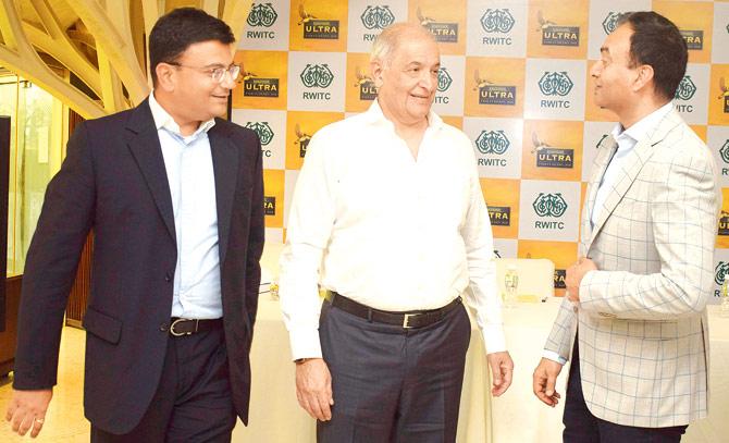 RWITC chairman Khushroo Dhunjibhoy (centre) with marketing head Ram Shroff (left) and Prashant Patwardhan of UBL. Pic/Ashish Raje