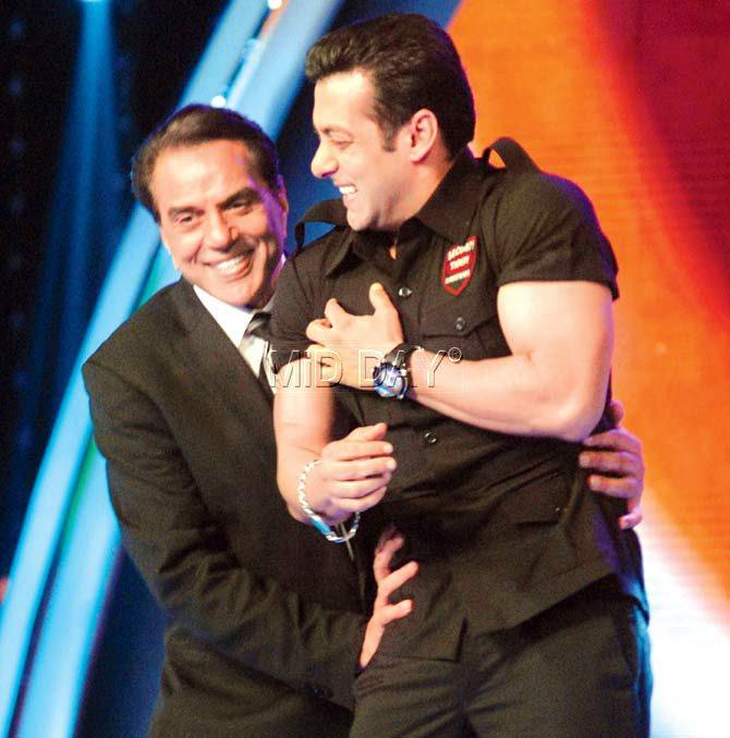 Dharmendra and Salman Khan. Pic/Rane Ashish