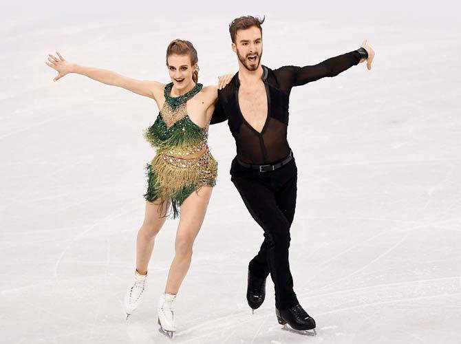 Gabriella Papadakis and Guillaume Cizeron during their ice dance routine yesterday. Pic/AFP