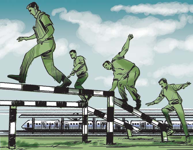 Railway officials were trained on how to manage threats in large crowds of commuters. illustration/ravi jadhav