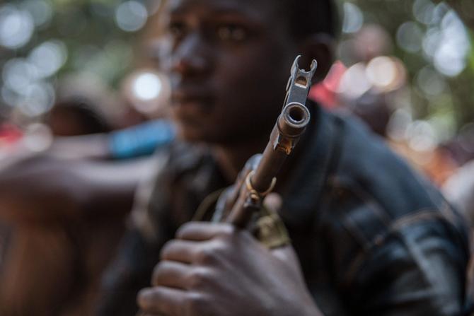 A newly released child soldier attends a release ceremony in Yambio, South Sudan, on February 7, 2018. More than 300 child soldiers, including 87 girls, have been released in South Sudan