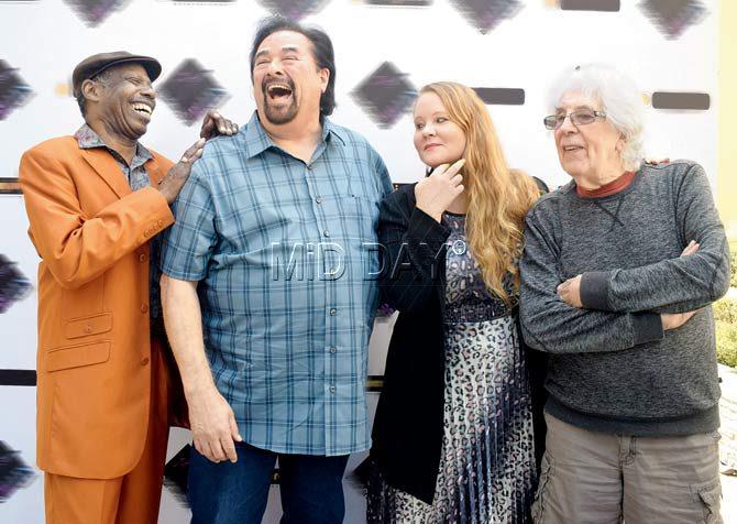 (From left) Walter "Wolfman" Washington, Coco Montoya, Layla Zoe and John Mayall. Pics/Ashish Raje