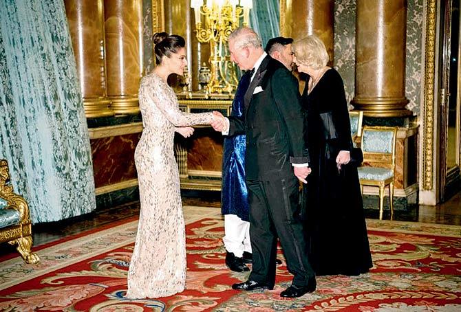 Kanika Kapoor with Prince Charles and Camilla, Duchess of Cornwall