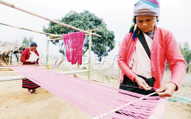 A ryndia weaver from Meghalaya