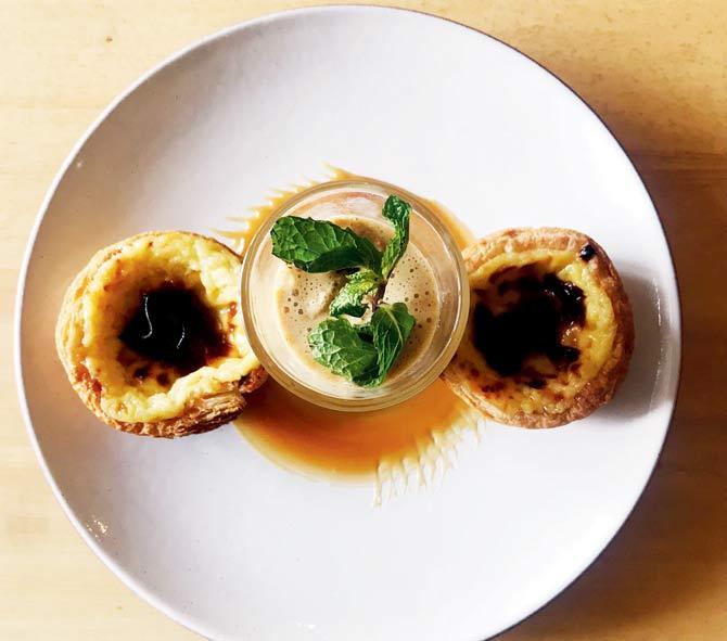 Portuguese custard tart served with coffee