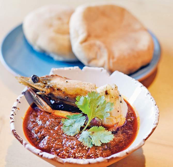 Prawn balchao is a fiery pickle-like sauce served with poie