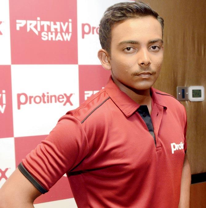 Mumbai batsman Prithvi Shaw yesterday. Pic/Sneha Kharabe