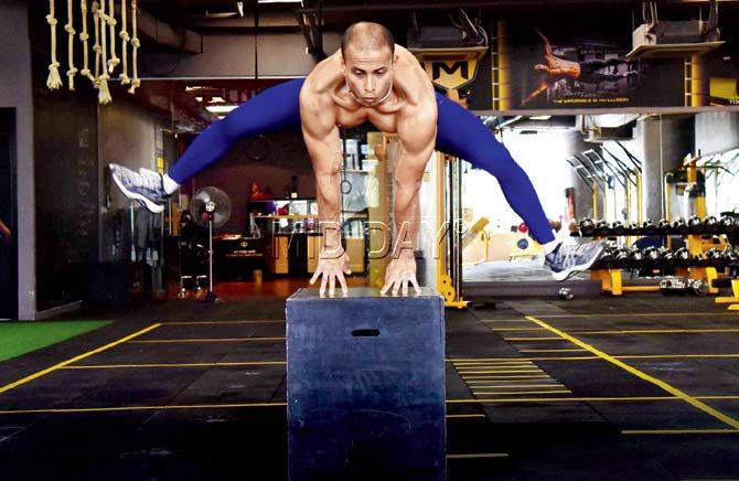 Ritesh Shaiwal at an acrobatic and obstacle training session at Multifit gym. Pic/Suresh Karkera