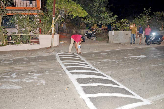 Sameer Vartak, who did the first speed breaker on Wednesday, has bought good quality paint with his own money