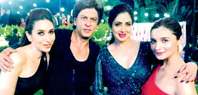 Karisma Kapoor, Shah Rukh Khan, Sridevi and Alia Bhatt