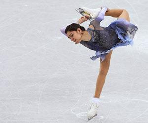 Russian woman figure skater Evgenia Medvedeva spins world record