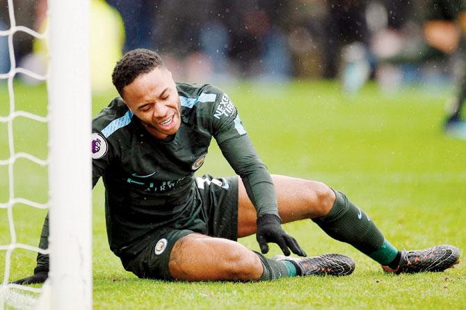 A dejected Raheem Sterling after missing a goal for Man City against Burnley on Saturday. Pic/afp