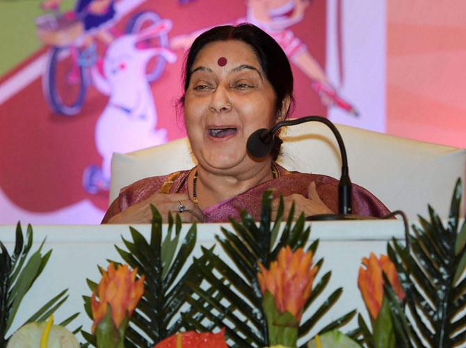 Sushma Swaraj arrives in Saudi Arabia on three-day visit