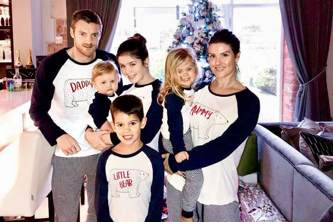 Footballer Jamie Vardy with wife Rebekah and their kids