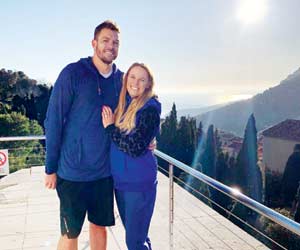 Caroline Wozniacki and her lover David Lee go hiking in the mountains