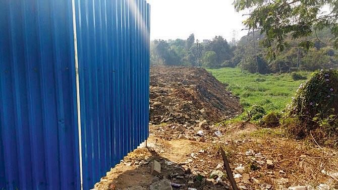The plot of land located near the Jogeshwari Vikroli Link Road where the debris is being dumped