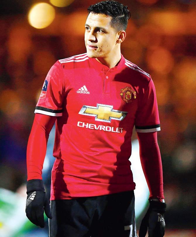 Alexis Sanchez during his FA Cup debut for Manchester United against Yeovil Town at Somerset on Friday. Pic/Getty Images