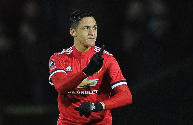 Manchester Uniteds Chilean striker Alexis Sanchez gestures during the FA Cup fourth round football match between Yeovil Town and Manchester United at Huish Park in Yeovil, Somerset on January 26, 2018. Pic/ AFP