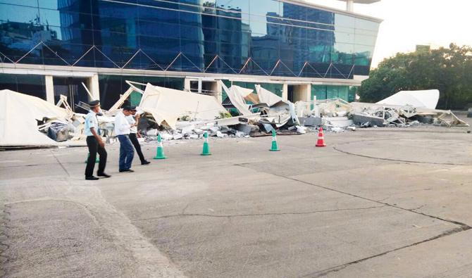 The encroachment demolished by the BMC yesterday.