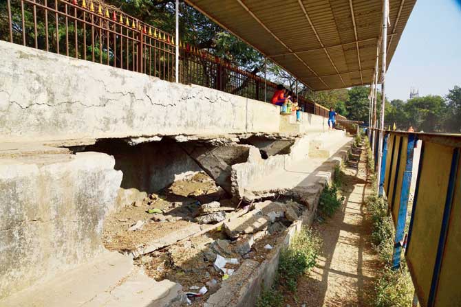 Part of the stand that collapsed in July, last year, is yet to be repaired