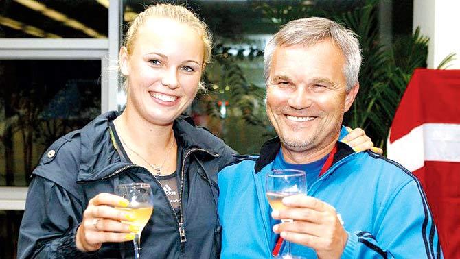Carolina Wozniacki with father Piotr