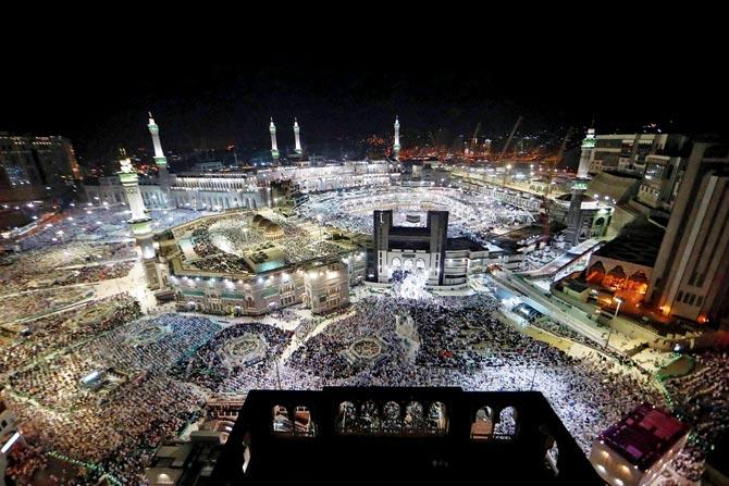 Muslims offer prayers at the Grand Mosque in Mecca during Haj last year. File Pic