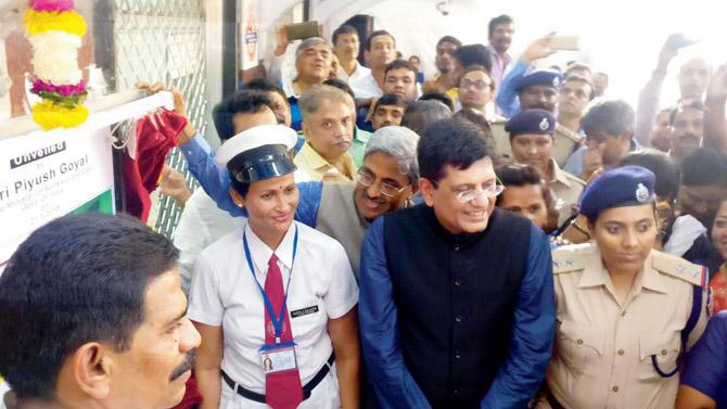 Railway Minister Piyush Goyal visited the all-women Matunga station on Sunday