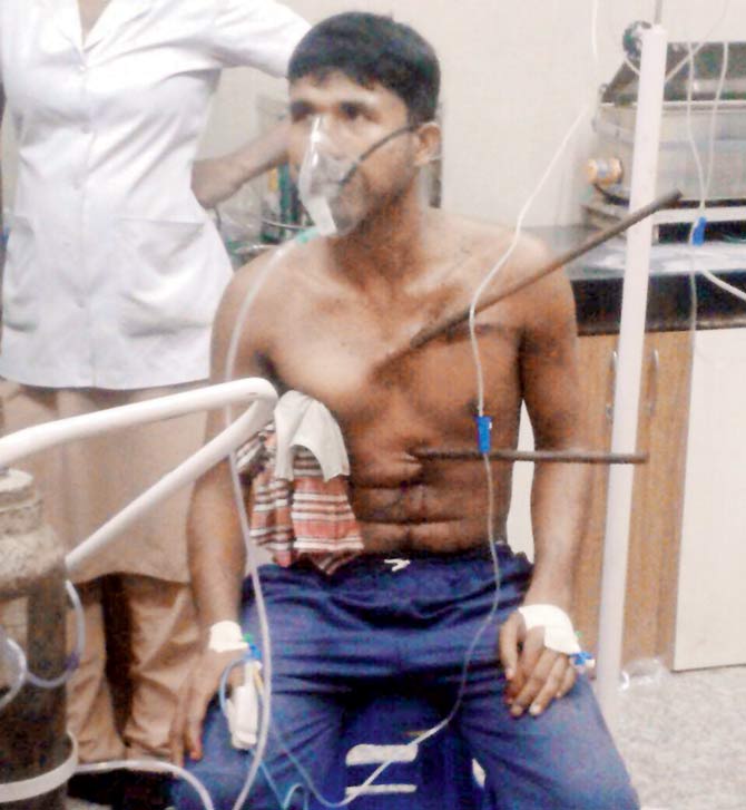 Rajendra Pal was rescued and taken to GT Hospital for treatment