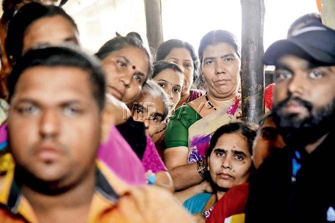 Members of the Kanjarbhat community at Bhat Nagar, a colony in Pimpri