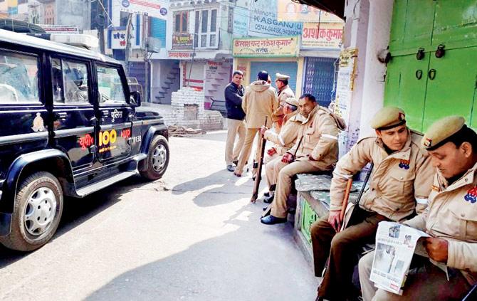 Security forces are maintaining a strict vigil in Kasganj